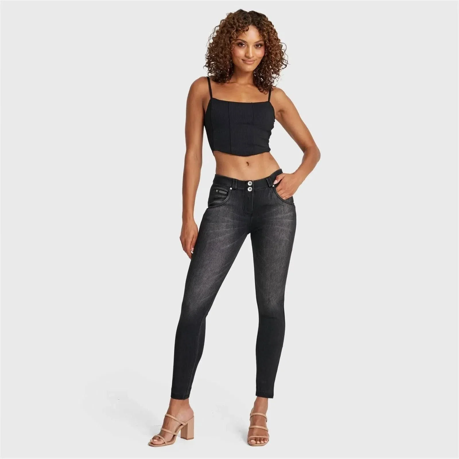 WRUP SNUG Jeans - Mid Rise - Full Length - Black + Black Stitching - Image 6