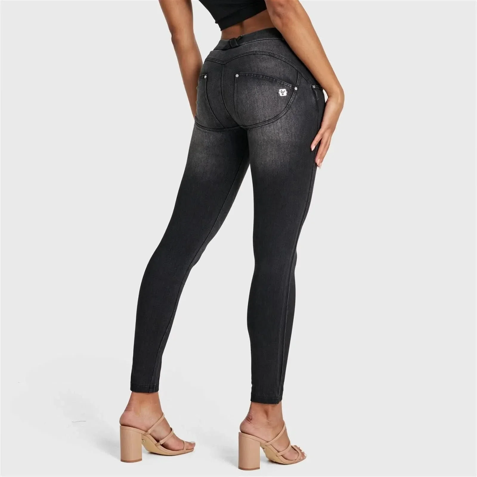 WRUP SNUG Jeans - Mid Rise - Full Length - Black + Black Stitching - Image 8