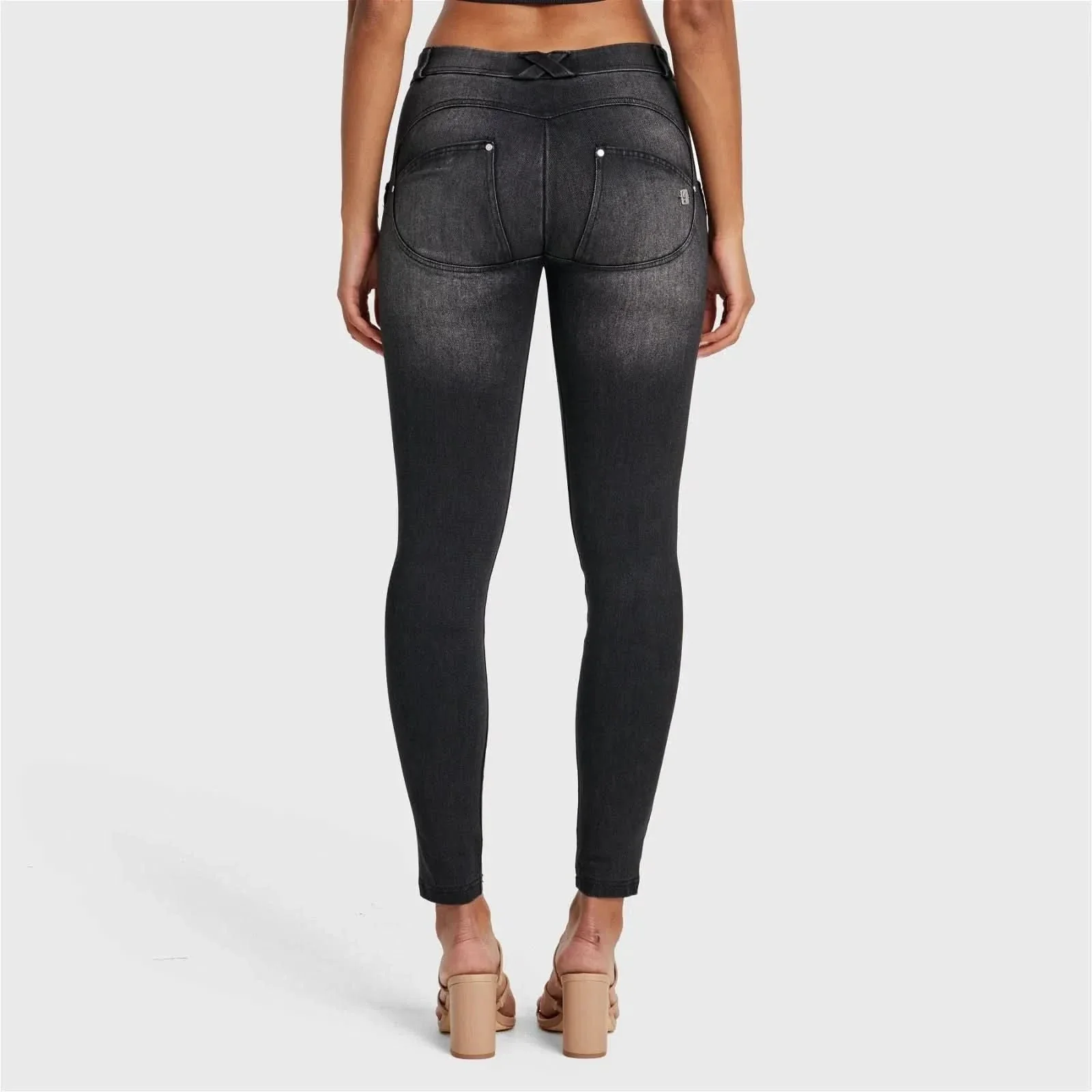 WRUP SNUG Jeans - Mid Rise - Full Length - Black + Black Stitching - Image 9
