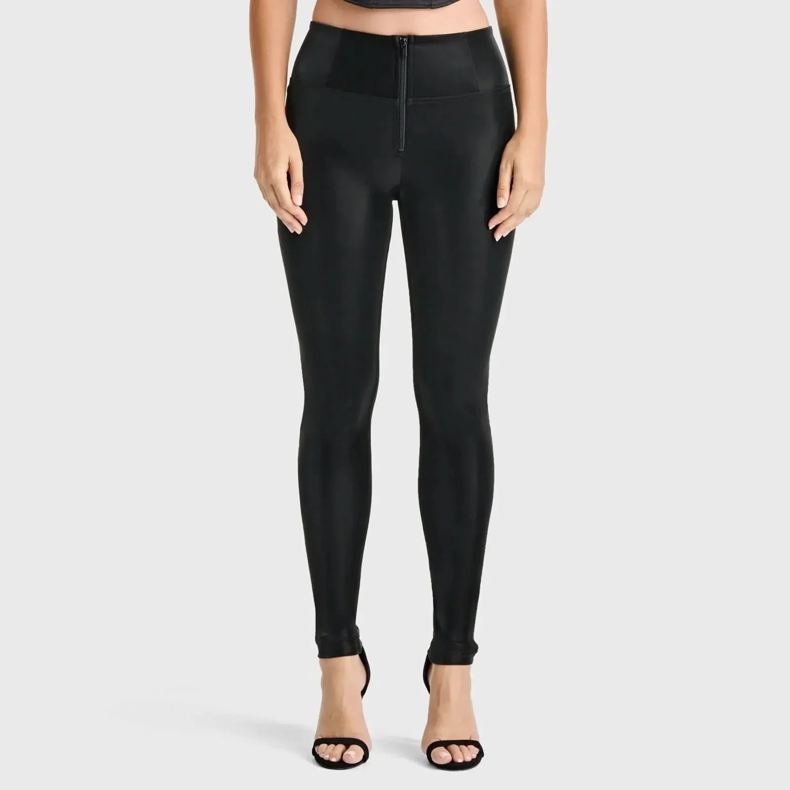 WRUP Velvet Leather - High Waisted - Full Length - Black - Image 4