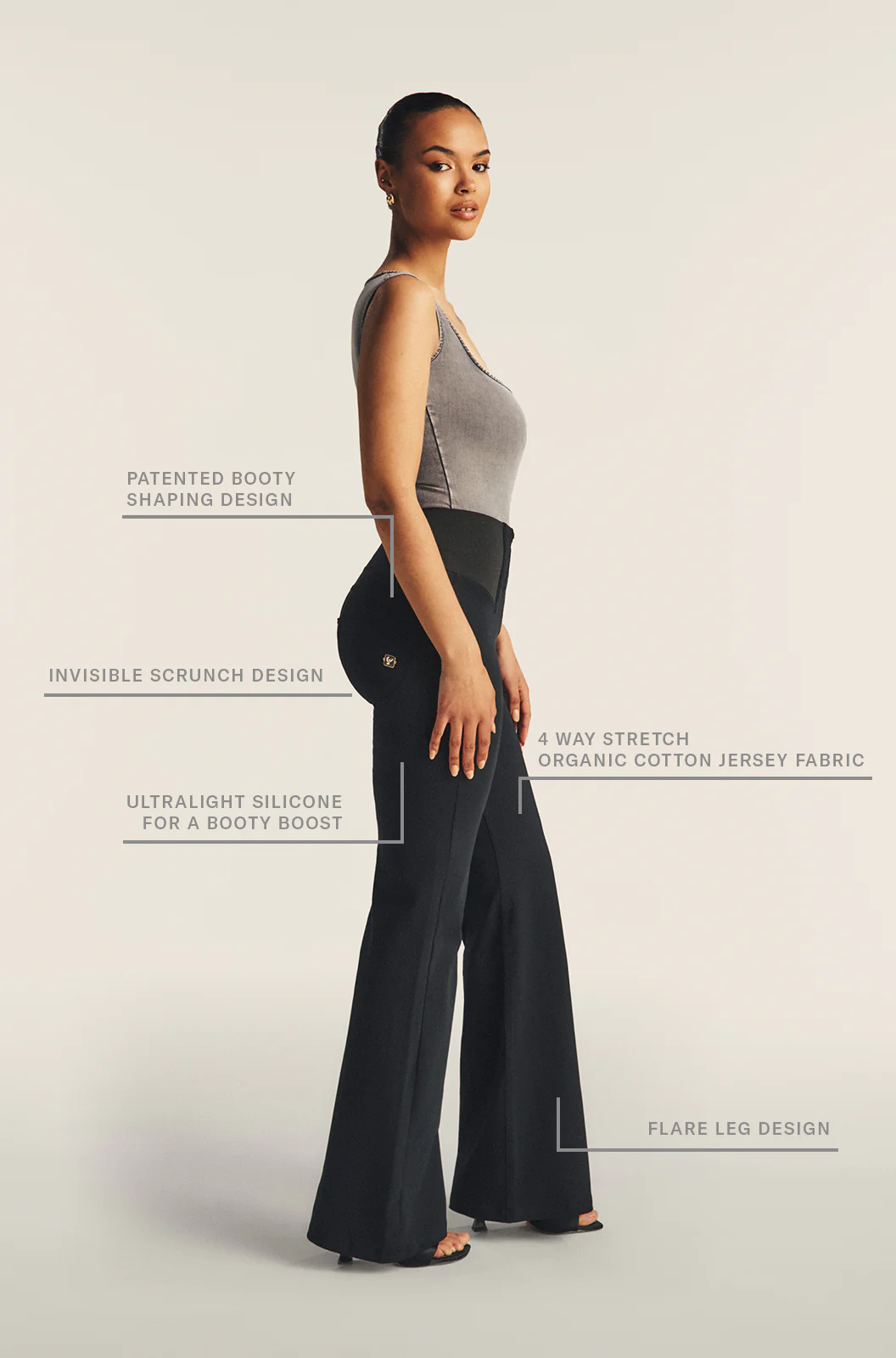 WRUP Fashion with Elastane Side - High Waist - Super Flare - Black - Image 2