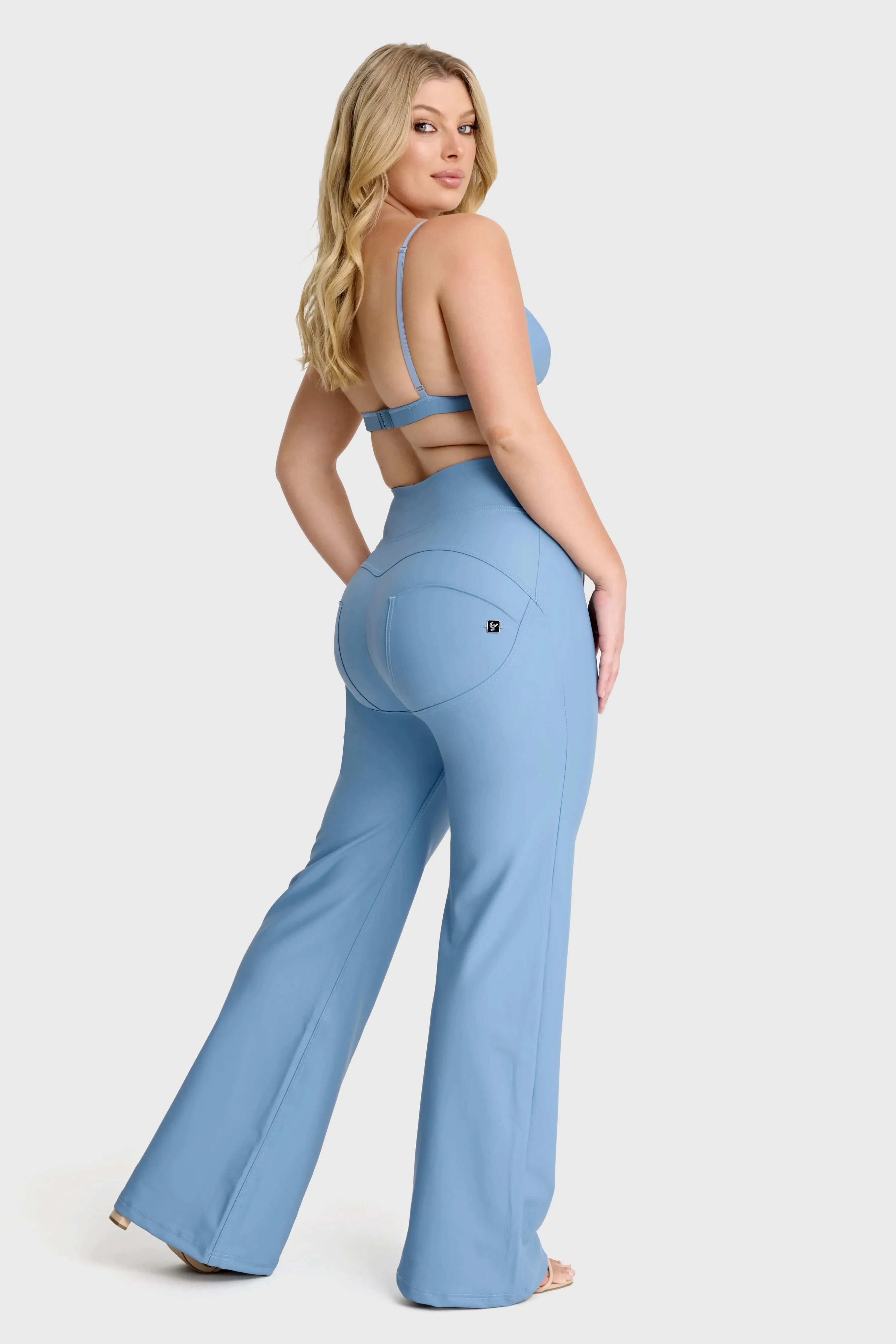 WRUP Faux Leather - Super High Waisted - Super Flare - Baby Blue - Image 2