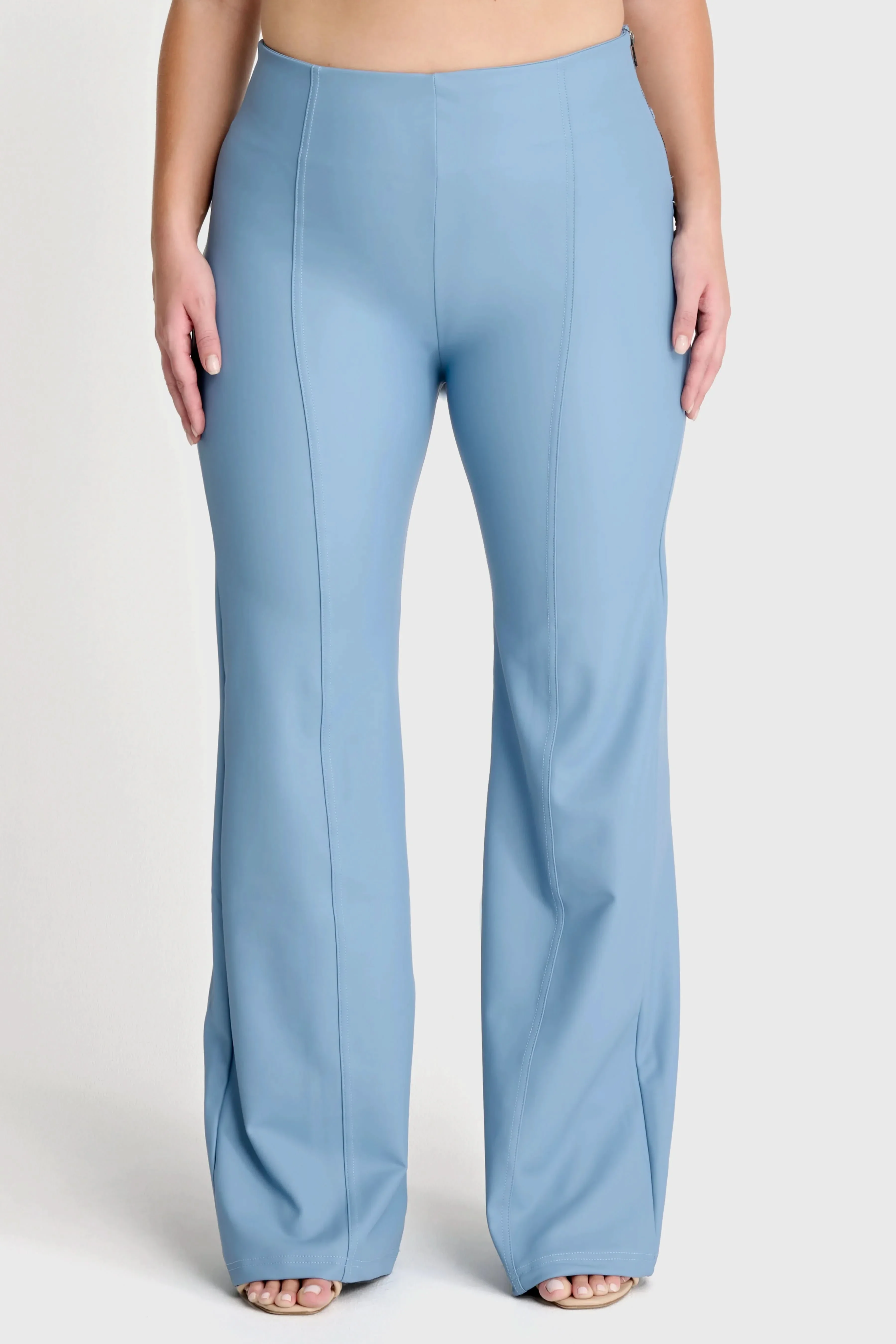 WRUP Faux Leather - Super High Waisted - Super Flare - Baby Blue - Image 5