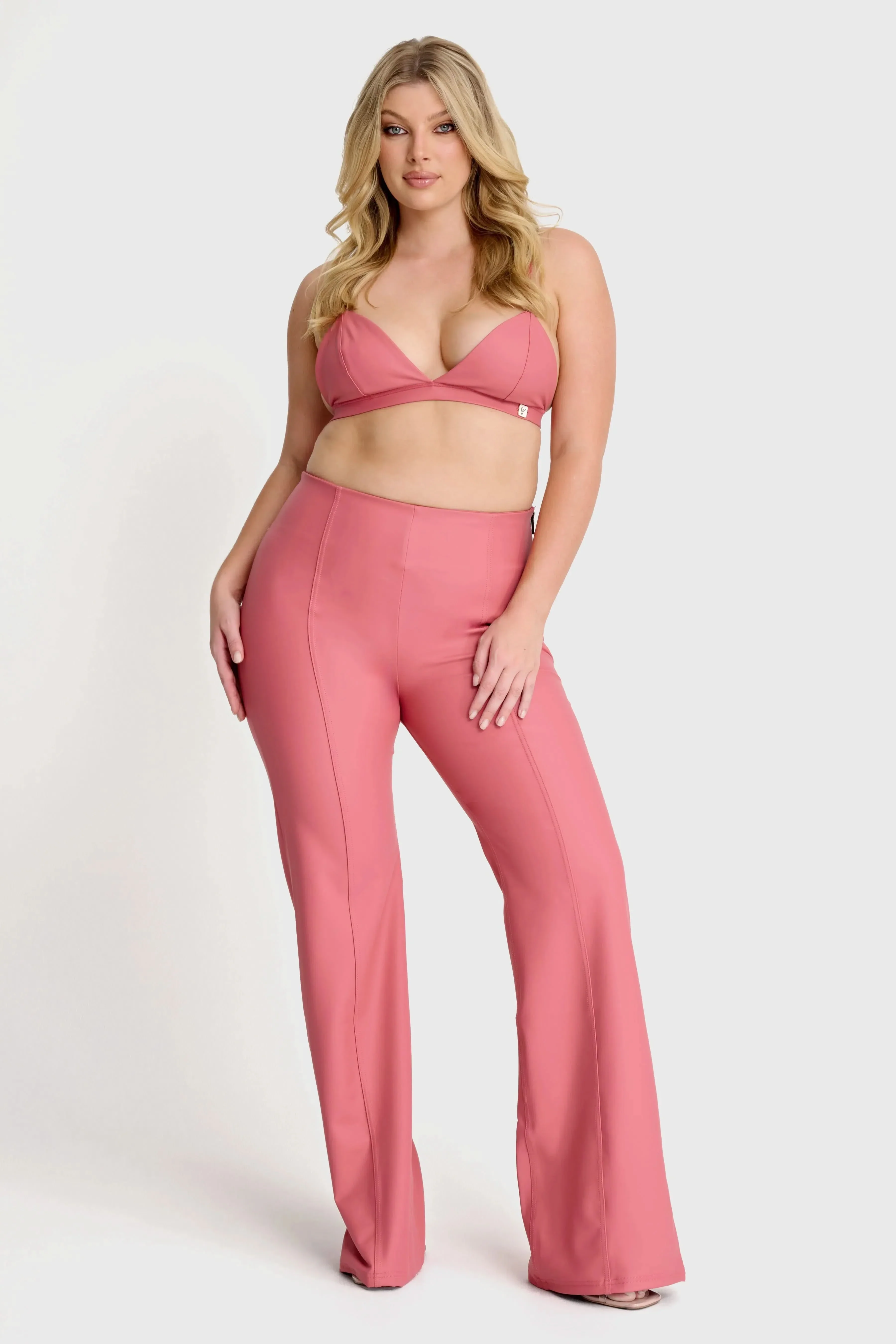 WRUP Faux Leather - Super High Waisted - Super Flare - Rosey Pink - Image 3