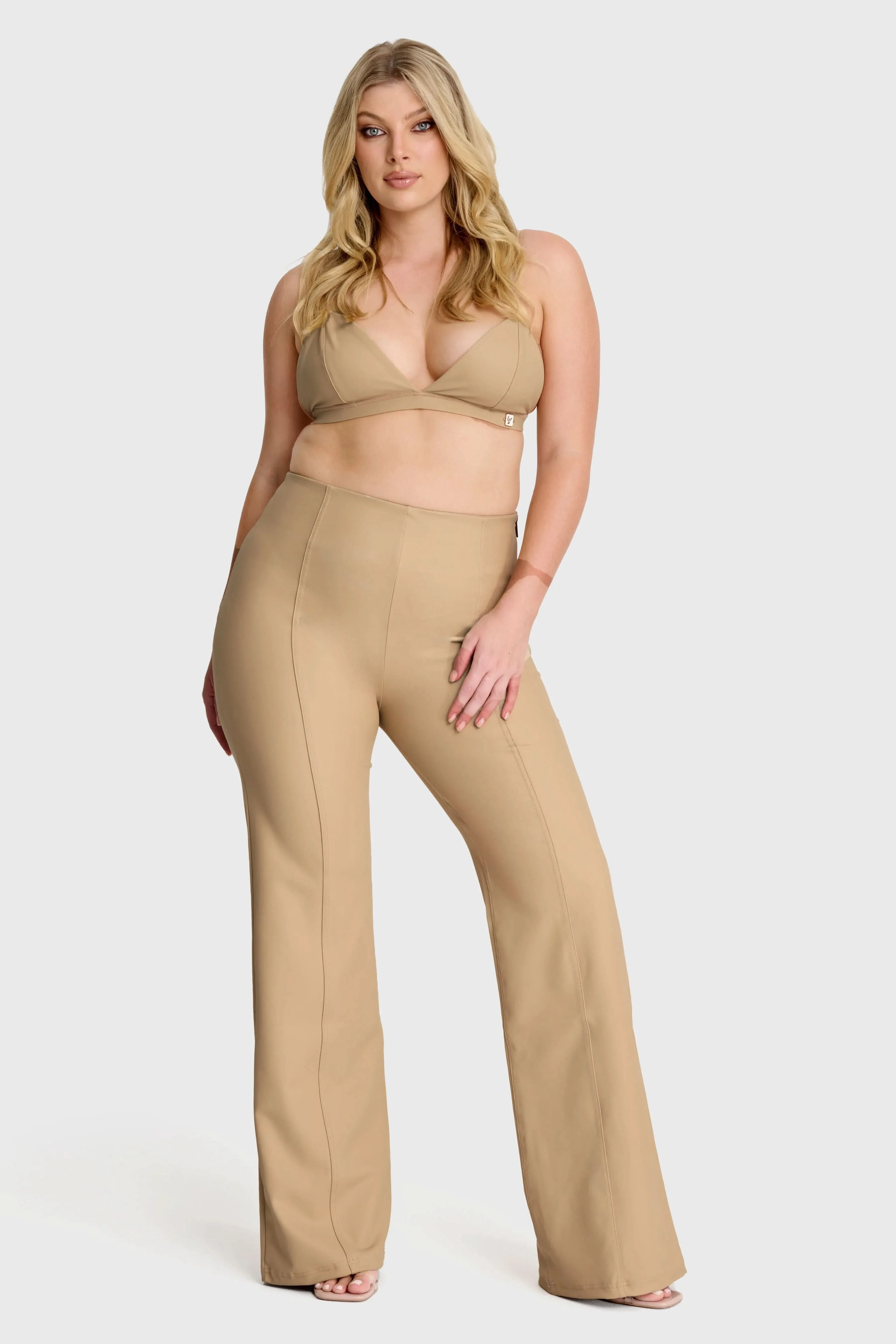 WRUP Faux Leather - Super High Waisted - Super Flare - Sand - Image 3