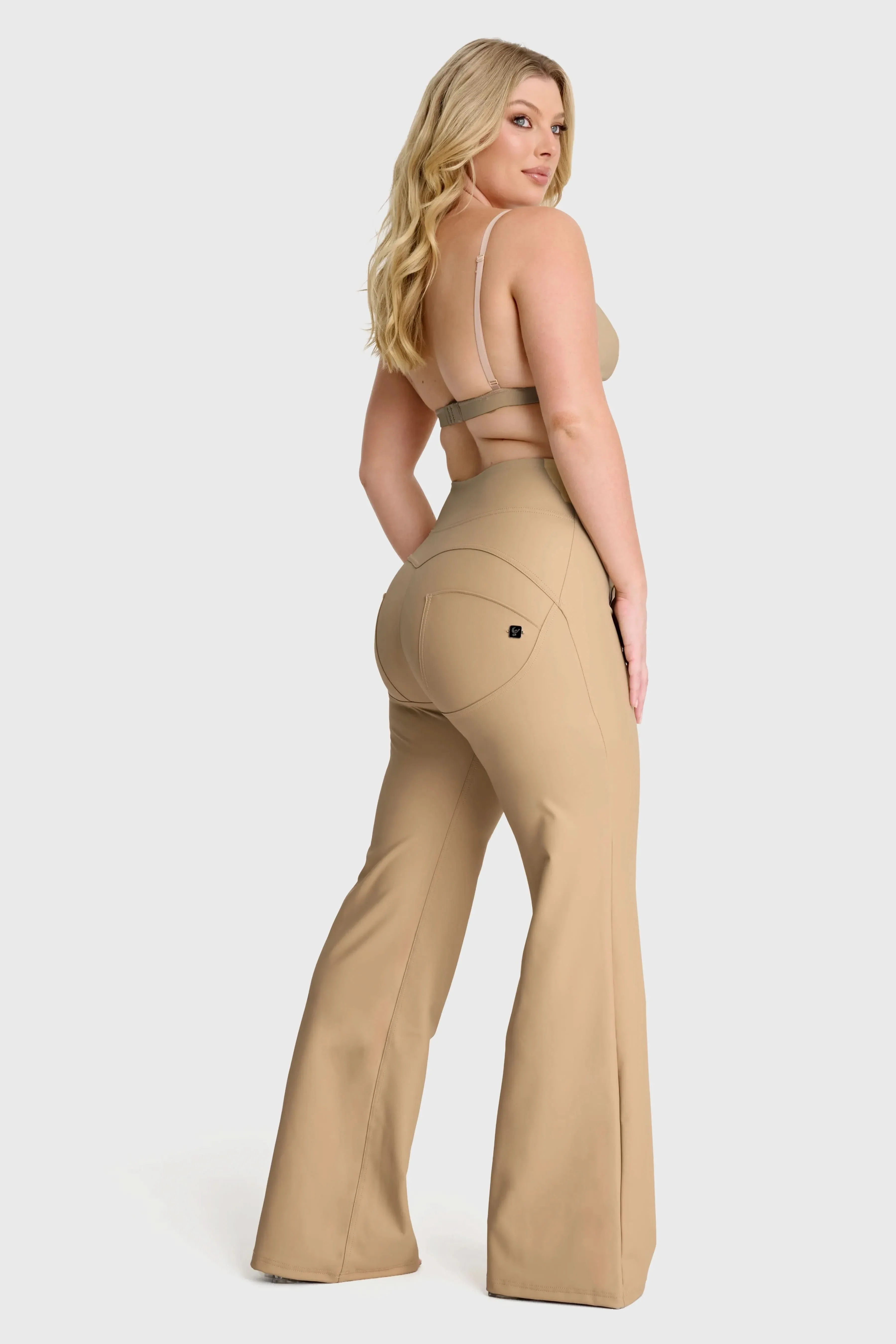 WRUP Faux Leather - Super High Waisted - Super Flare - Sand - Image 4