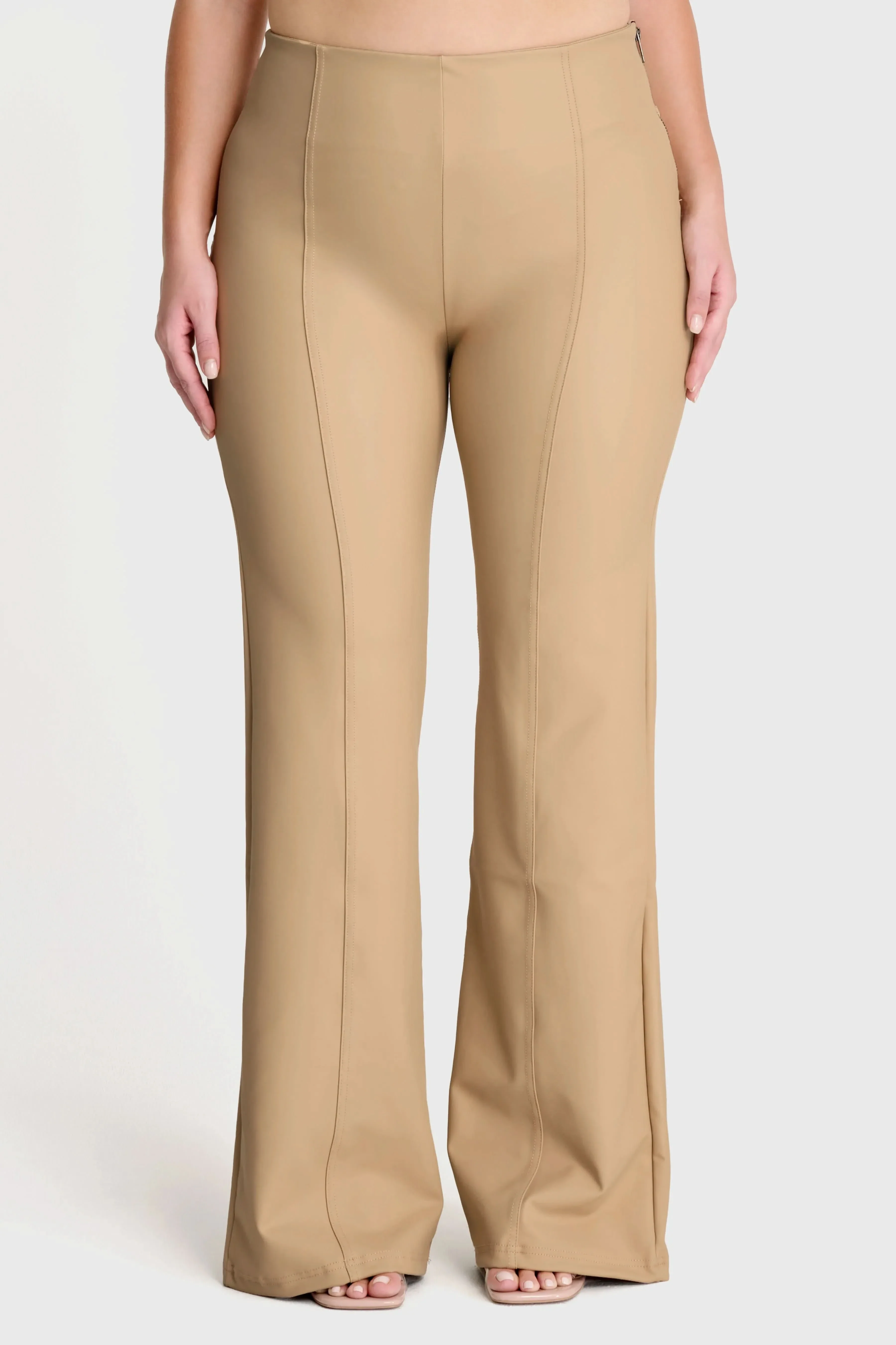 WRUP Faux Leather - Super High Waisted - Super Flare - Sand - Image 5