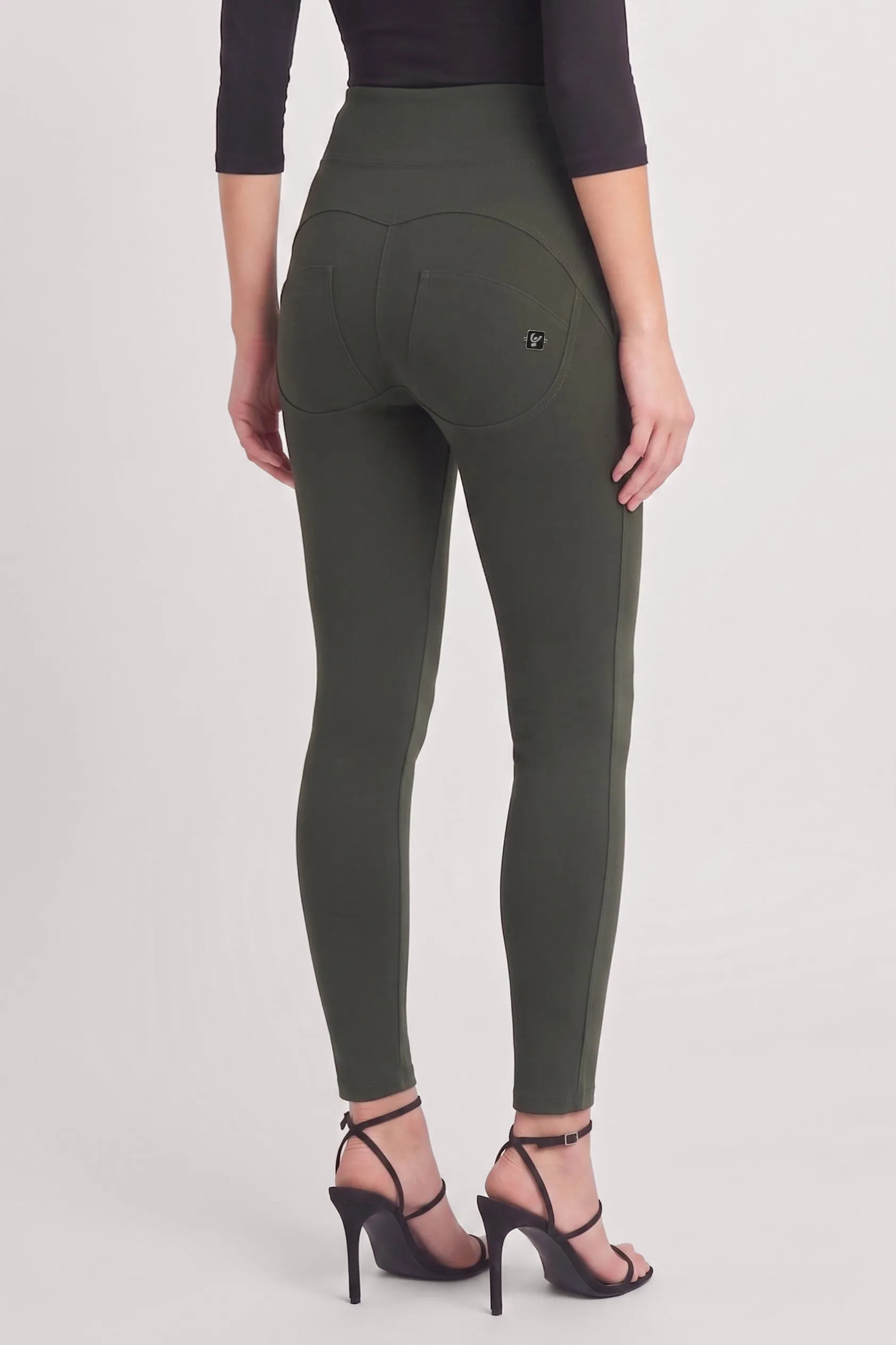 WRUP Military Button Detail Fashion - High Waisted - Ankle Length - Army Green - Image 3