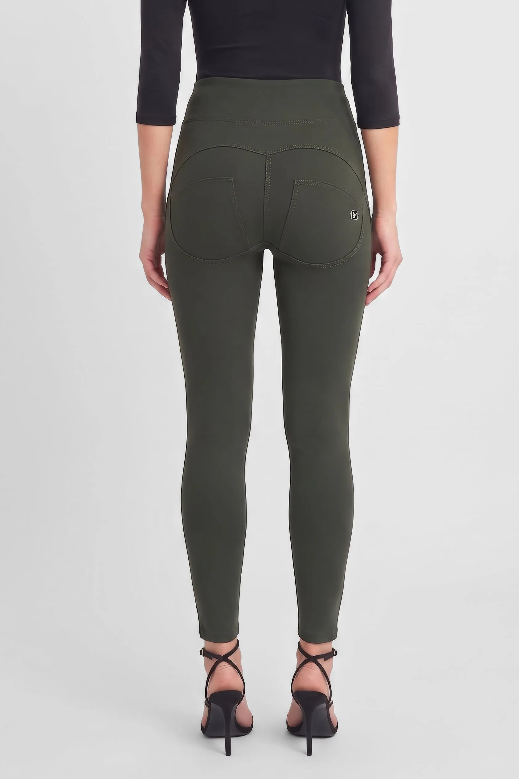 WRUP Military Button Detail Fashion - High Waisted - Ankle Length - Army Green - Image 4