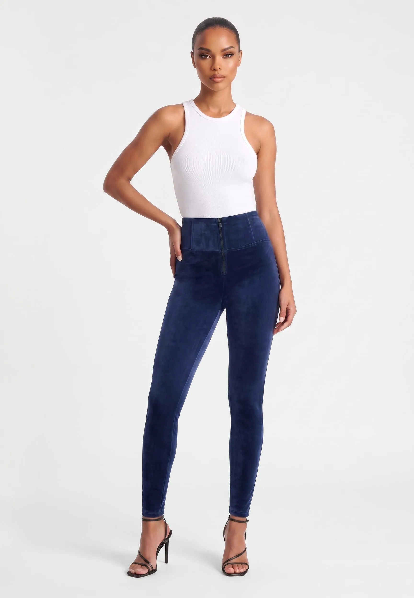WRUP Velvet - High Waisted - Full Length - Deep Blue - Image 3